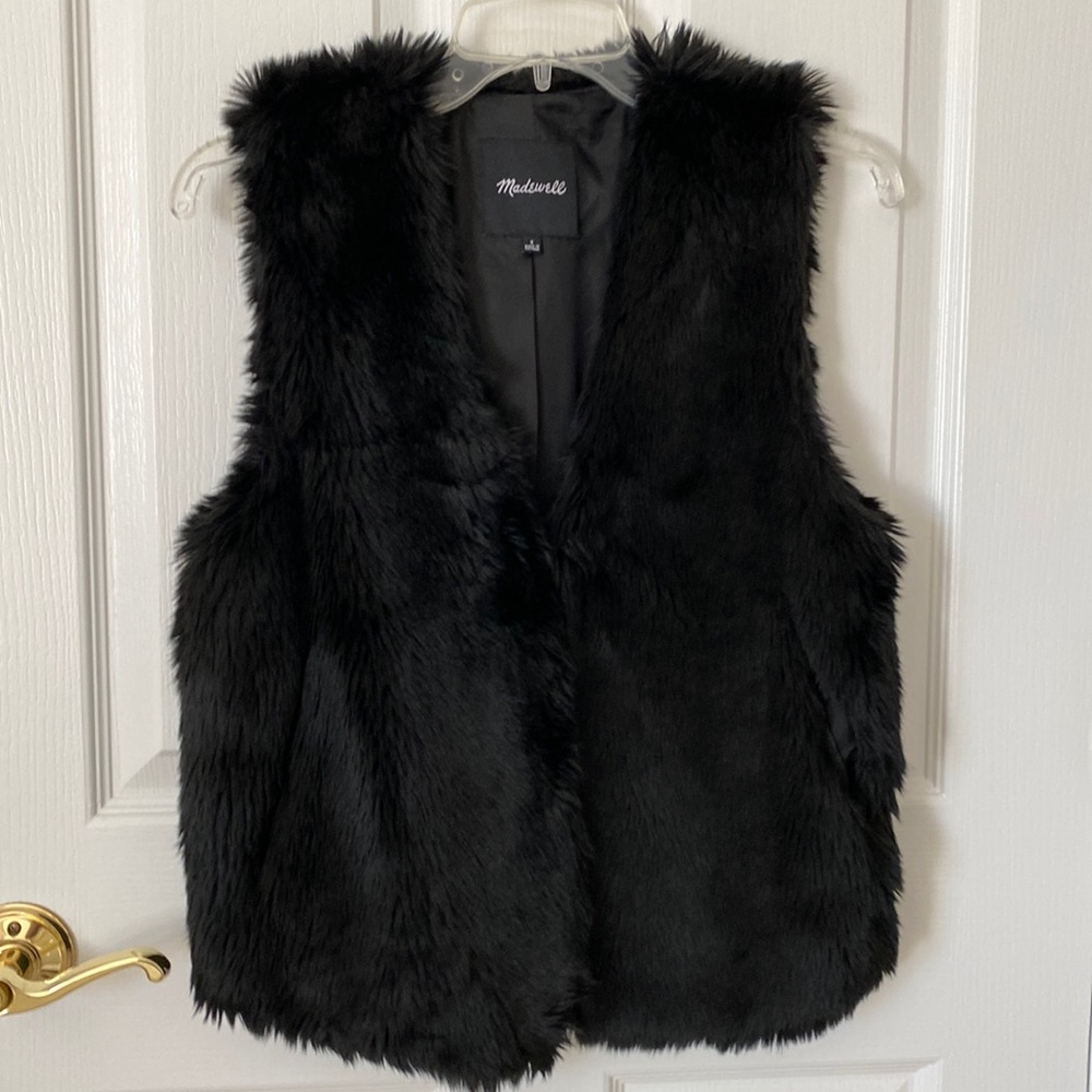 Excellent condition black faux fur vest